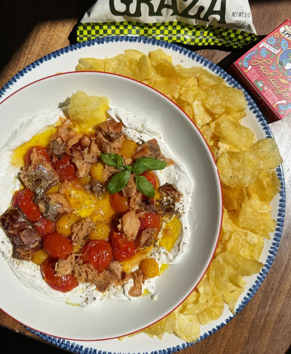 Labneh Dip with Smoked Salmon and Jammy Tomatoes