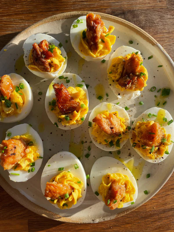 Smoked Trout Deviled Eggs
