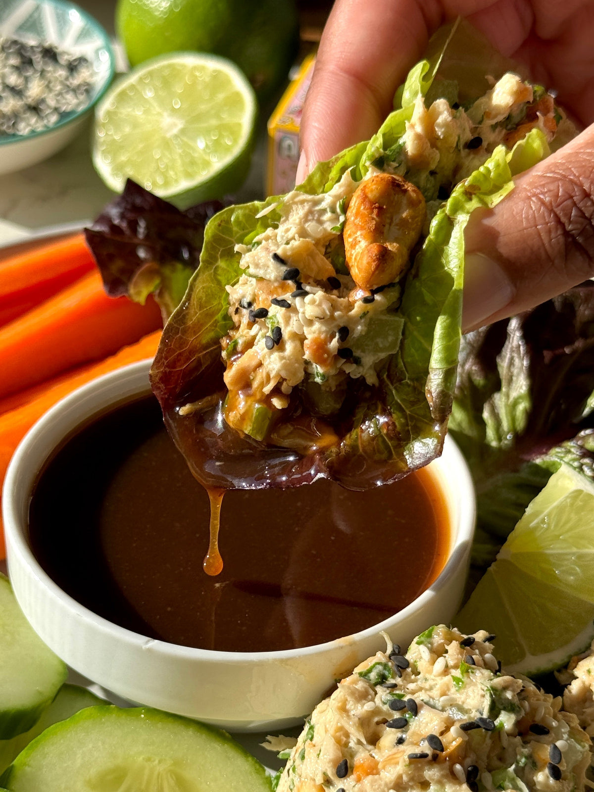 Cashew and Ginger Tuna Lettuce Cups