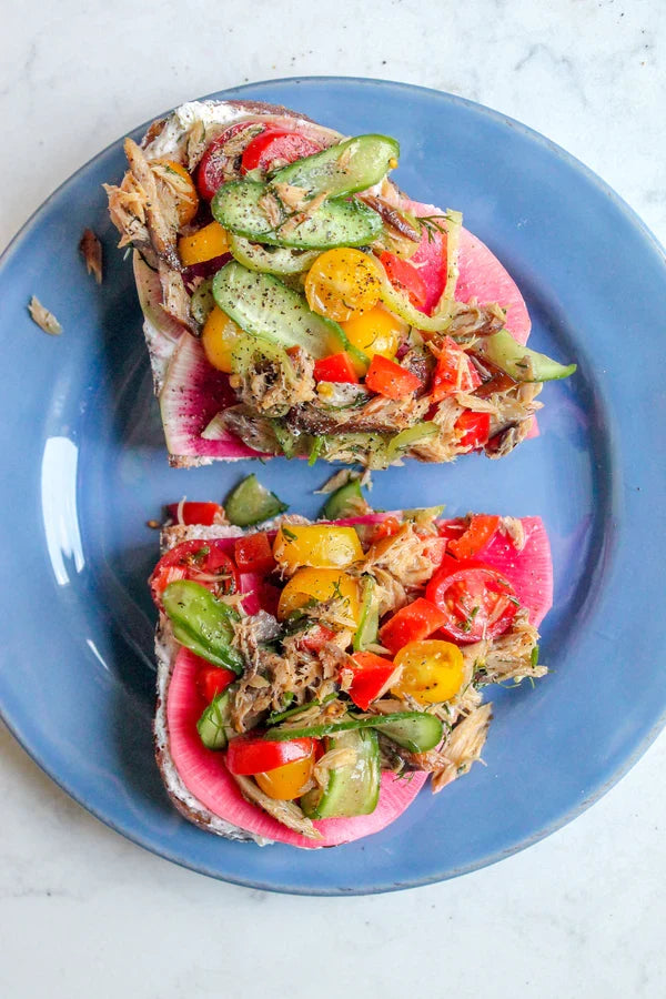 Mediterranean smoked mackerel toast